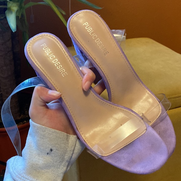 Clear heels with purple soles, size W US 9. - Picture 3 of 3